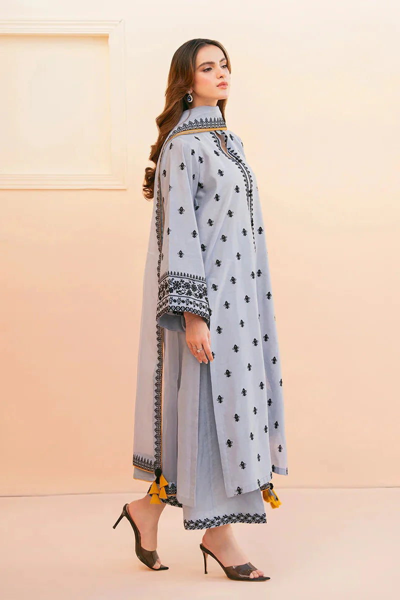 3 Piece Unstitched Heavy Embroidered Lawn Suit ( Full Embroidered Organza Dupatta ) AS-2775