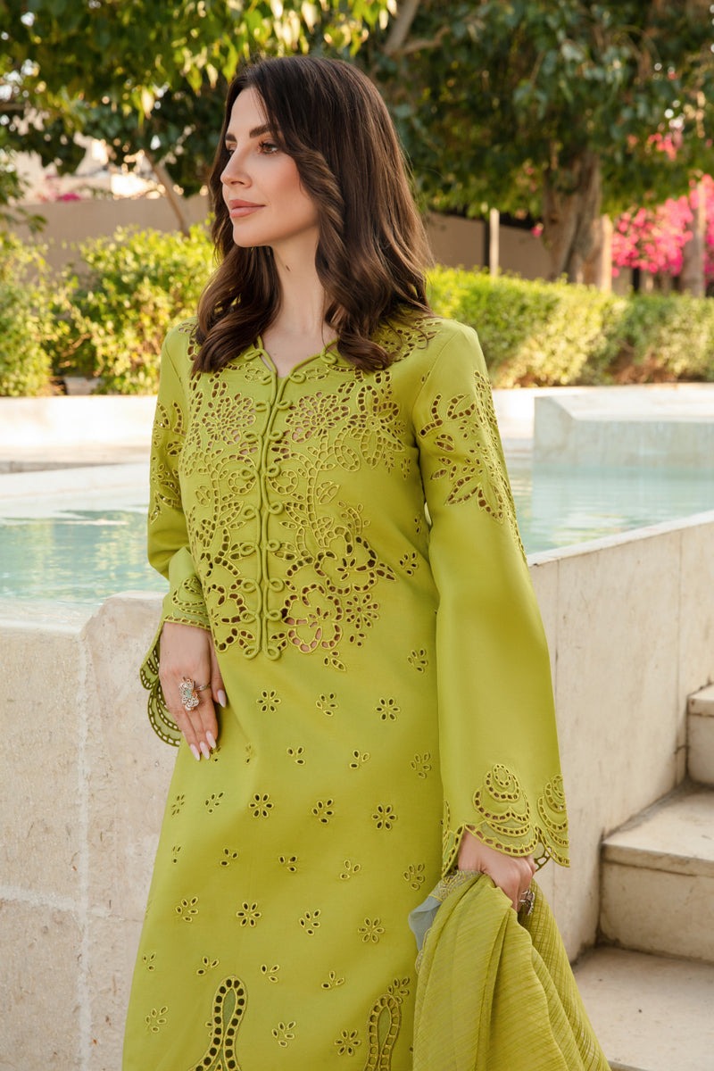 3 Piece Unstitched Heavy Embroidered Lawn Suit ( Fine Printed Silk Dupatta )RR-2780