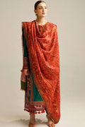 3 Piece Unstitched Heavy Embroidered Chickan Kari Lawn Suit ( Fine Printed Silk Dupatta )SP-525