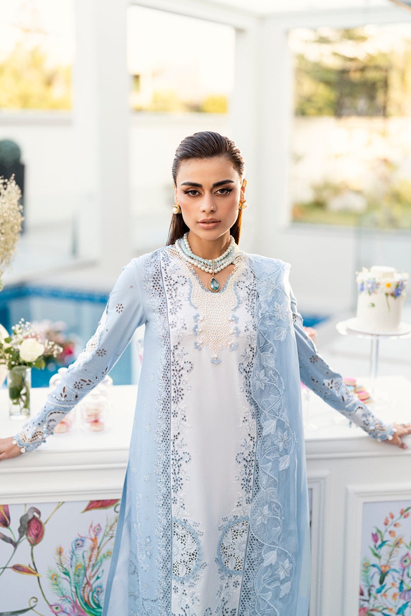 3 Piece Unstitched Heavy Embroidered Chickan Kari Lawn Suit ( Four Sided Embroidered Chiffon Dupatta ) CS-2645