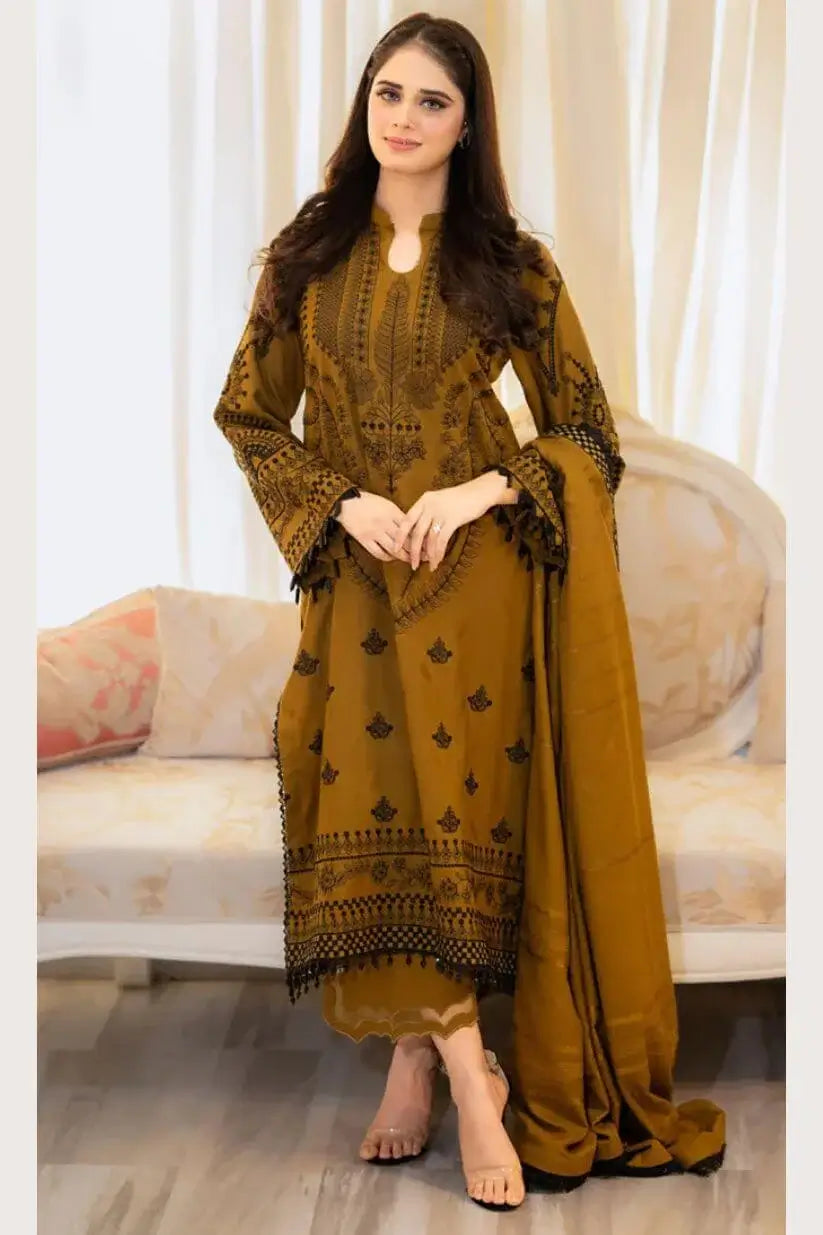 3 Piece Unstitched Heavy Embroidered Lawn Suit ( Four-sided Embroidered Lawn Dupatta )