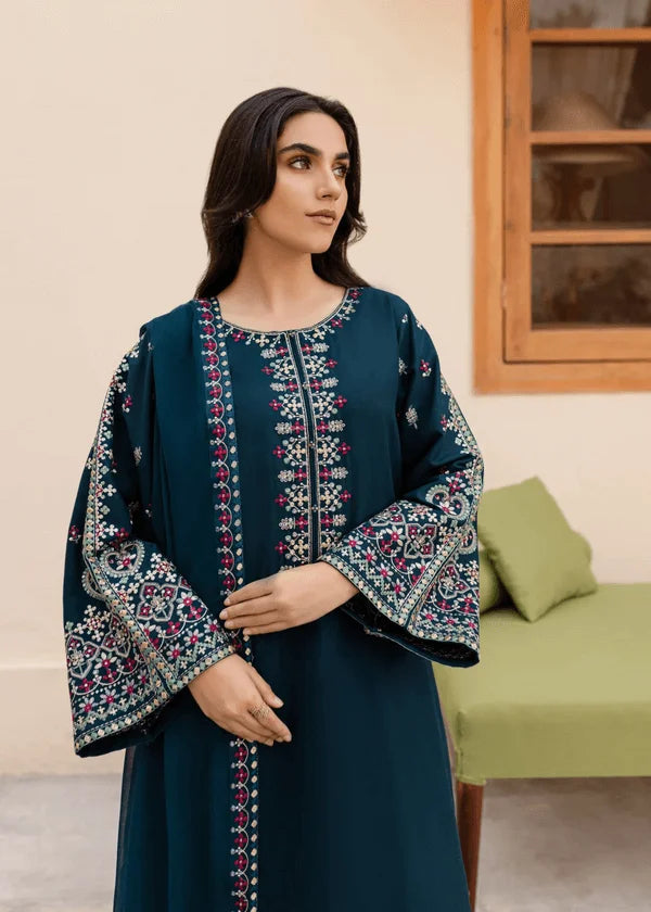 3 Piece Unstitched Heavy Embroidered Lawn Suit ( Four-sided Embroidered Chiffon Dupatta )