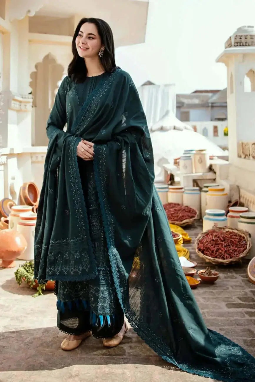 3 Piece Unstitched Heavy Embroidered Lawn Suit ( Four-sided Embroidered Lawn Dupatta )