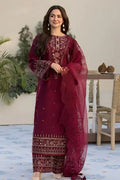 3 Piece Unstitched Heavy Embroidered Lawn Suit ( Four-sided Embroidered Organza Dupatta )
