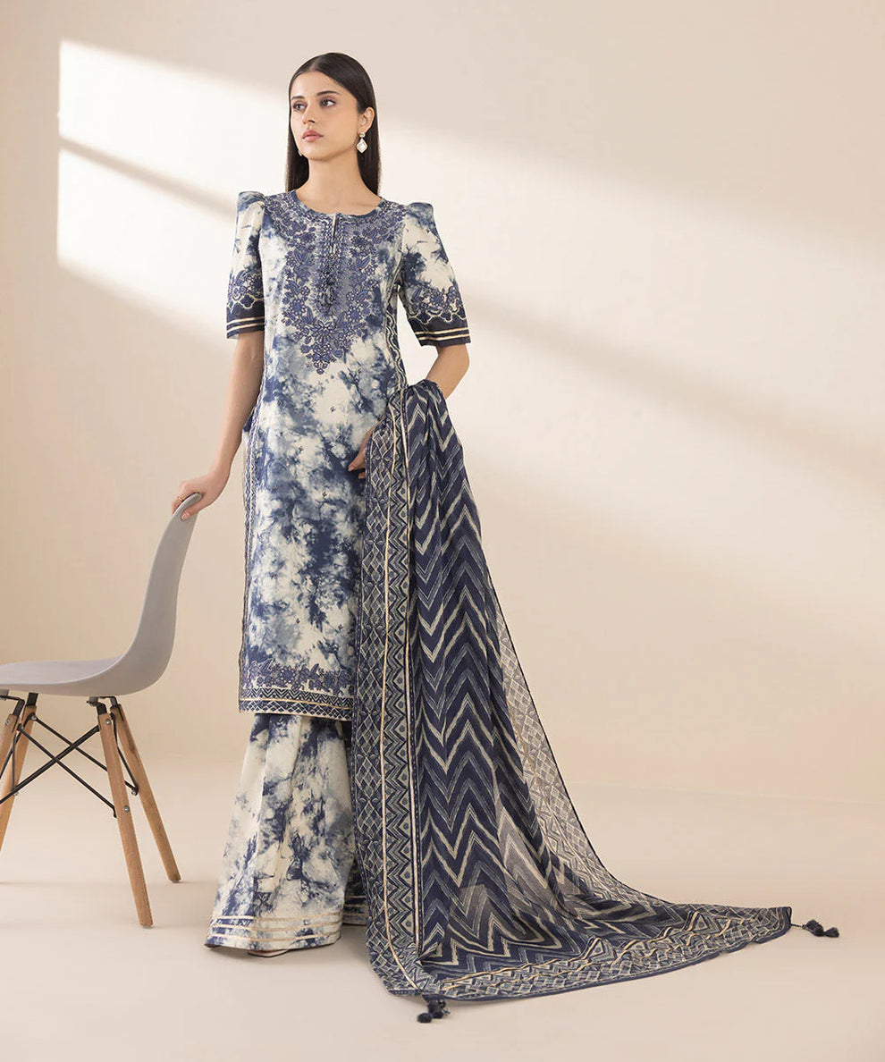 3 Piece - Unstitched Digital Printed Lawn Fabric SP-500