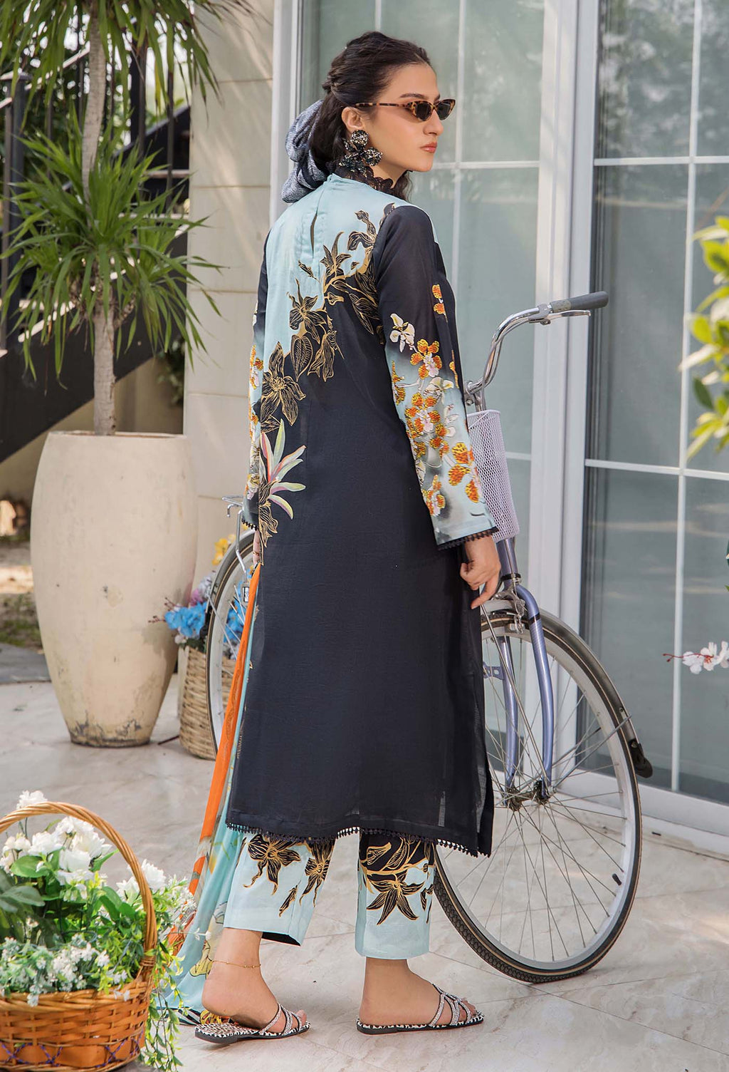 3 Piece - Unstitched Digital Printed Lawn Fabric LD-486