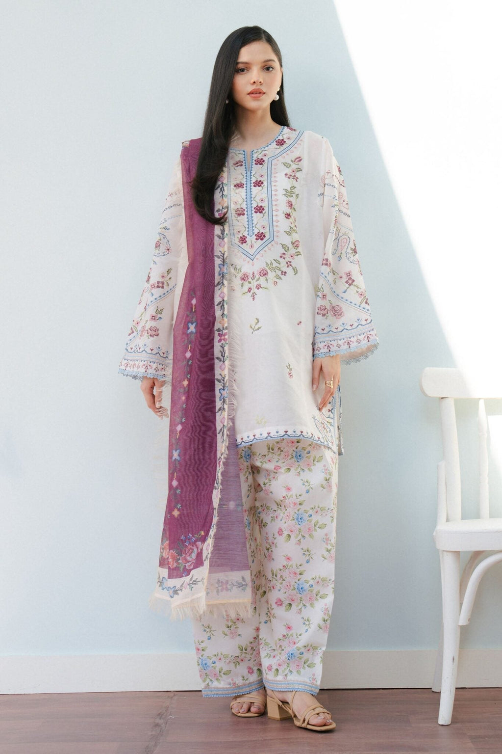 3 Piece - Unstitched Digital Printed Lawn Fabric BQ-422