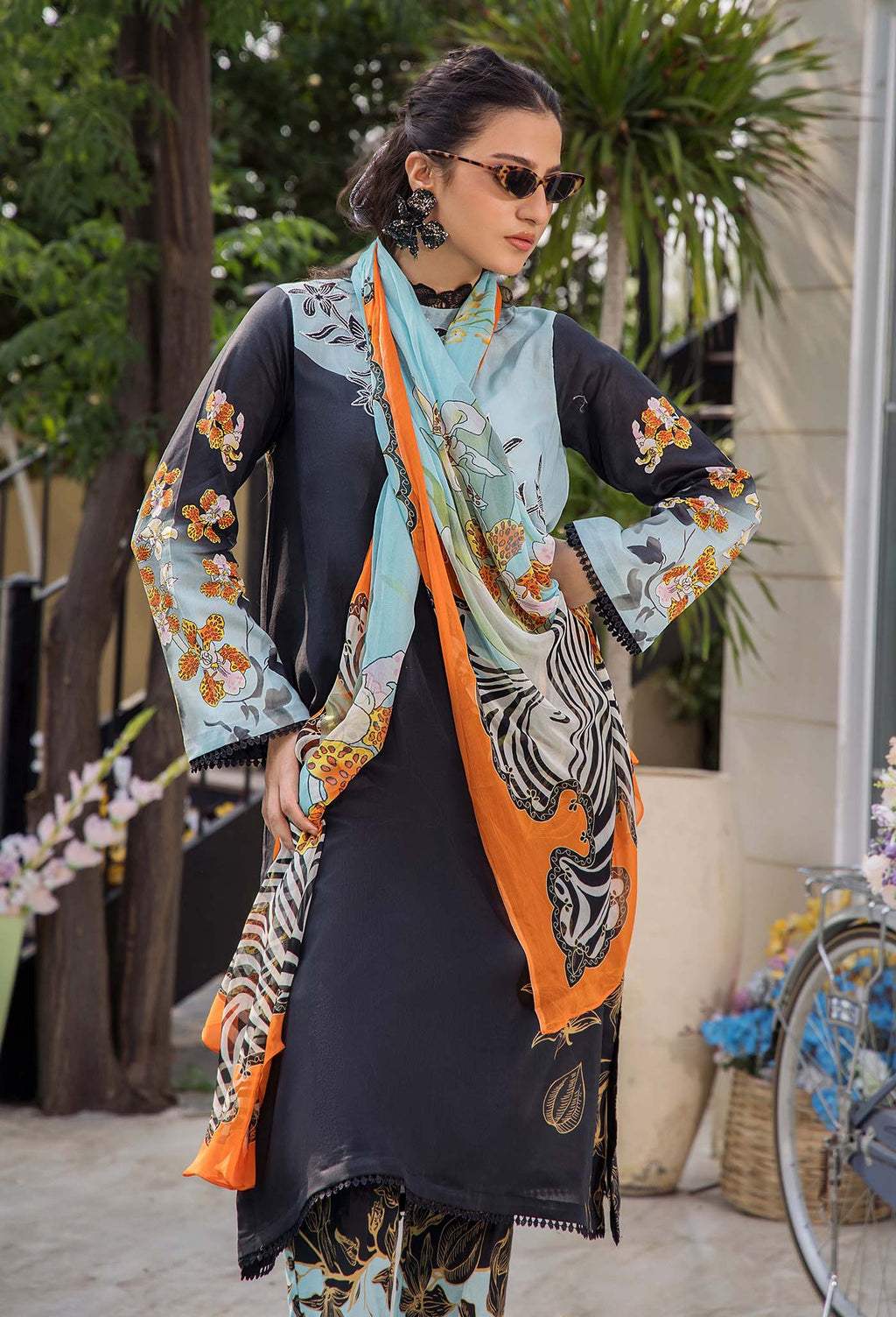 3 Piece - Unstitched Digital Printed Lawn Fabric LD-486