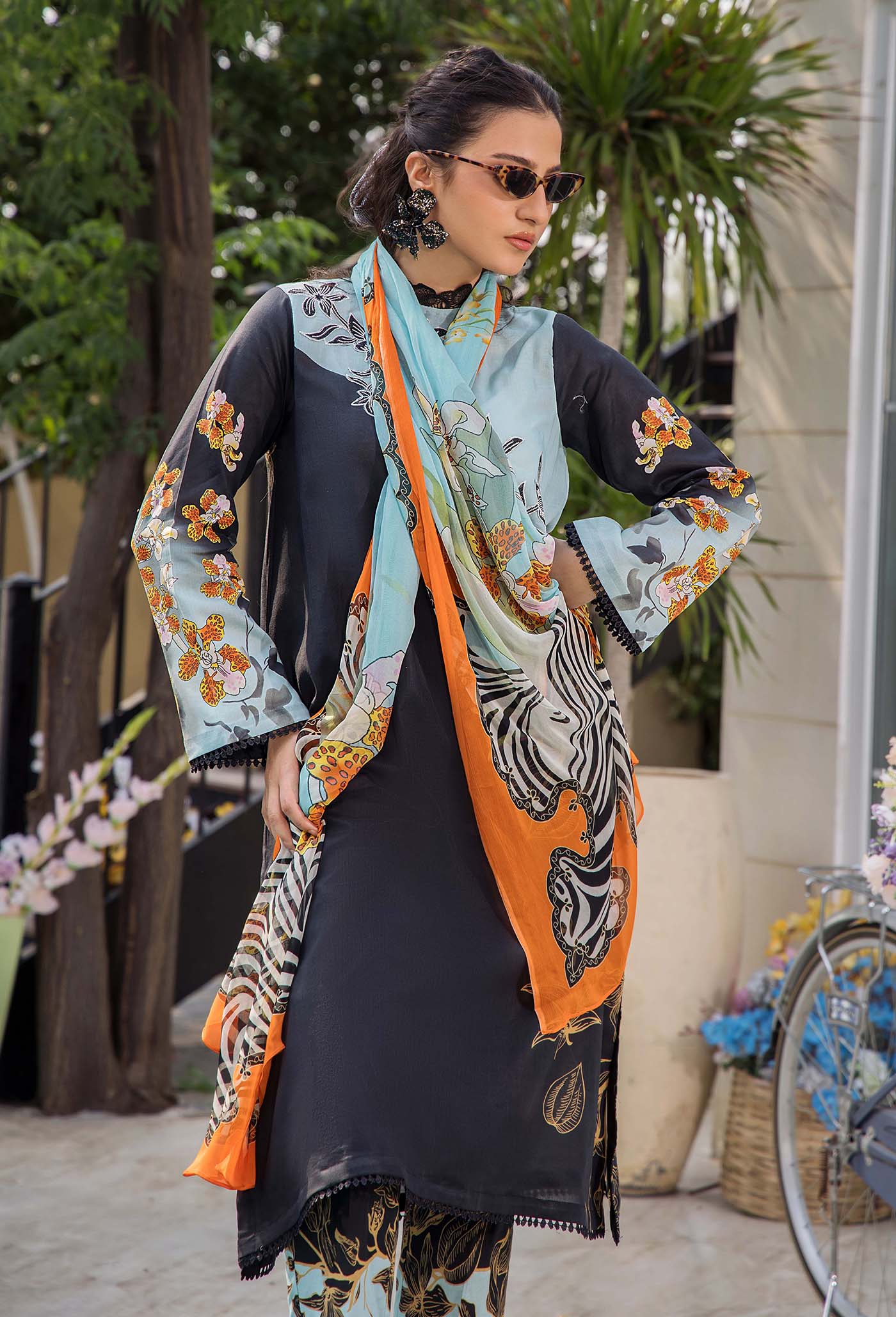 3 Piece - Unstitched Digital Printed Lawn Fabric LD-486
