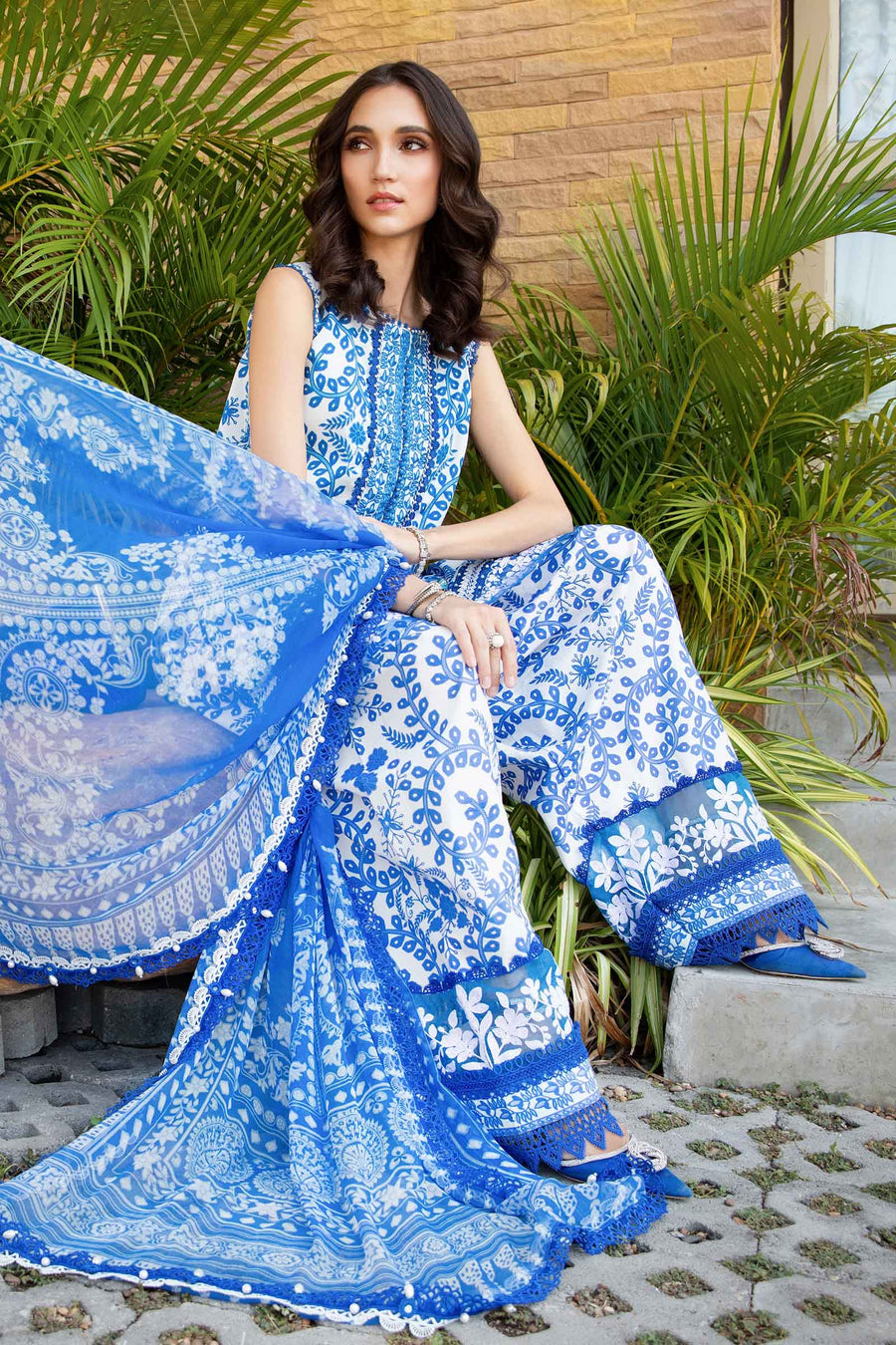 3 Piece - Unstitched Digital Printed Lawn Fabric MB-462