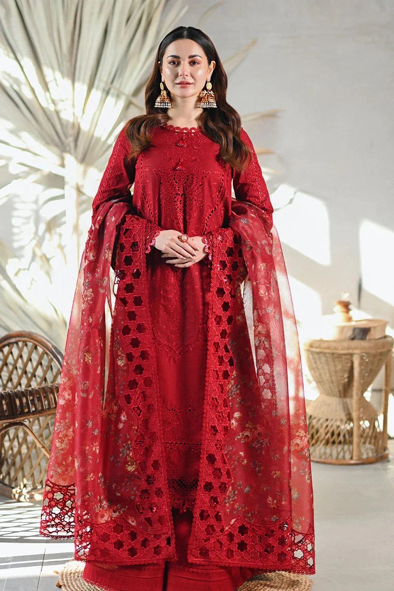 3 Piece - Unstitched Fully Embroidered Lawn Fabric MB-2505