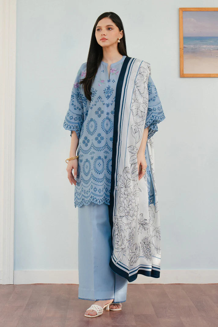 3 Piece - Unstitched Embroidered Lawn Fabric CO 2610