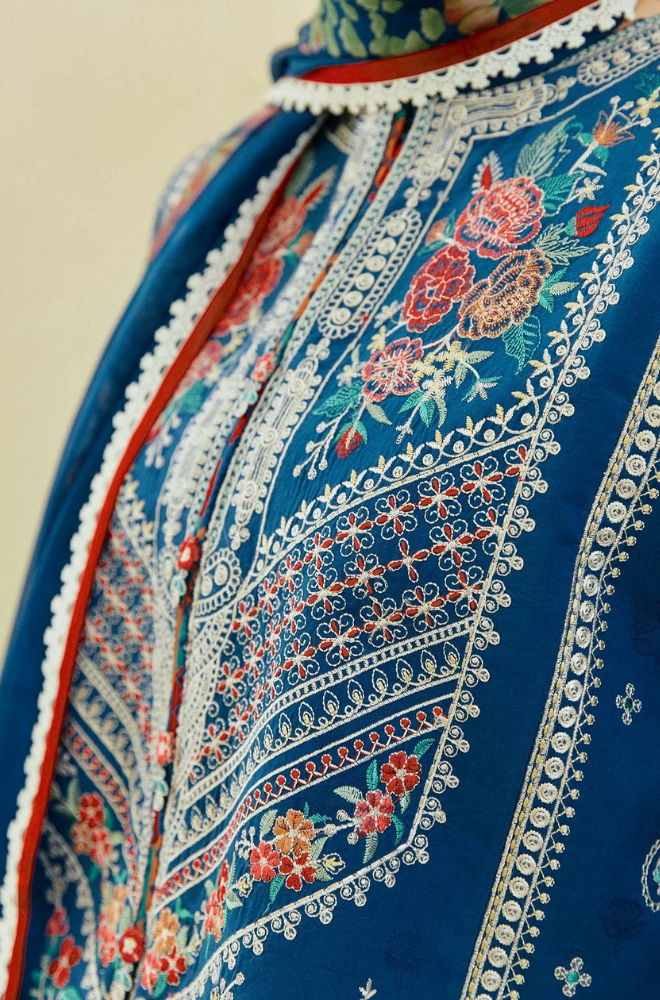 3 Piece - Unstitched Fully Embroided Lawn Fabric ZS -50