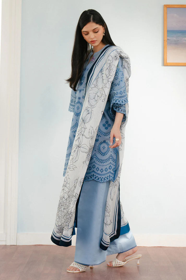 3 Piece - Unstitched Embroidered Lawn Fabric CO 2610
