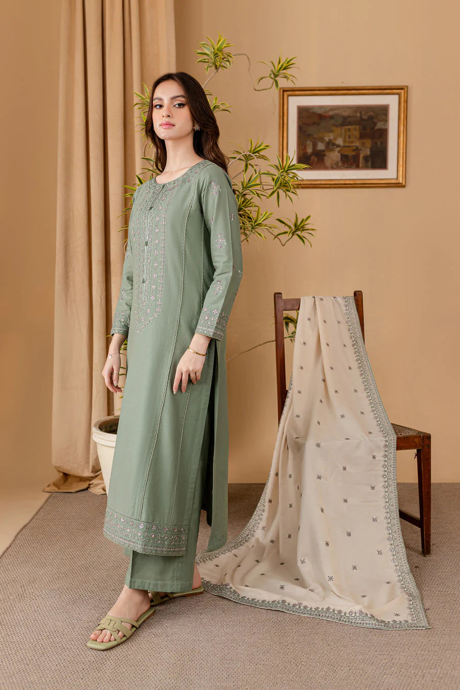 3 Piece - Unstitched Fully Embroidered Lawn Fabric RP-600
