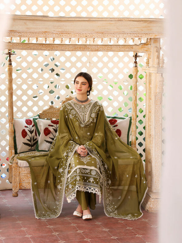 3 Piece - Unstitched Fully Embroidered Lawn Fabric MR-590