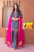 3 Piece - Unstitched Digital Printed Lawn Shirt Trouser and Dupatta With Embroidered Laces