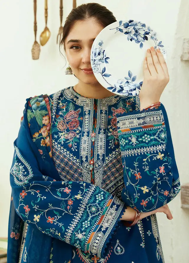 3 Piece - Unstitched Fully Embroided Lawn Fabric ZS -50