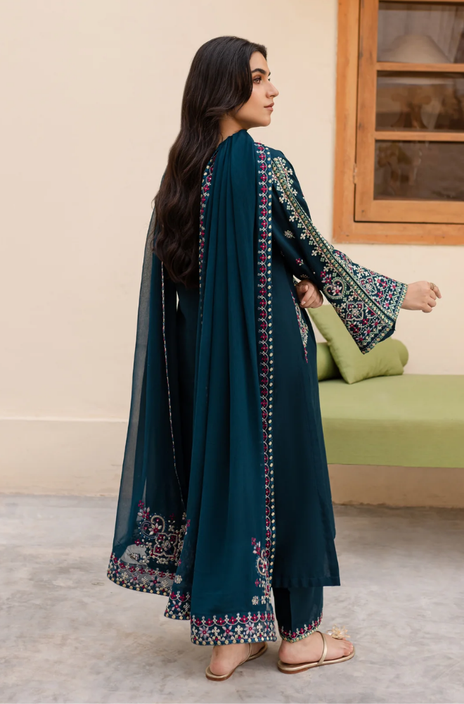 3 Piece - Unstitched Fully Embroidered Lawn Fabric LM-585