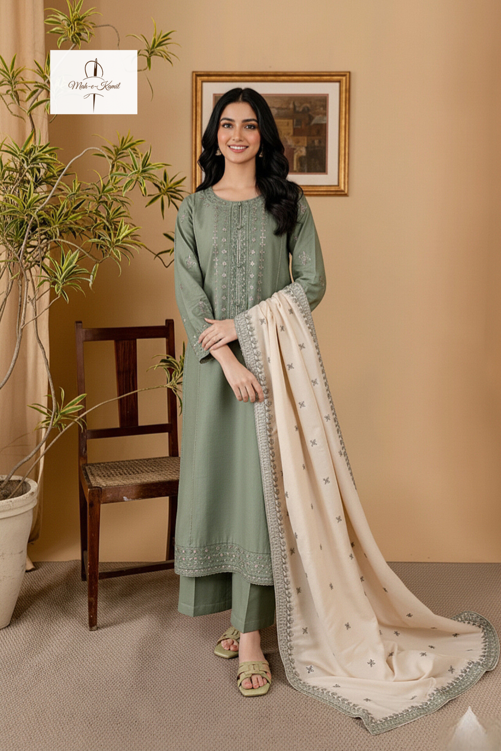 3 Piece - Unstitched Fully Embroidered Lawn Fabric RP-600