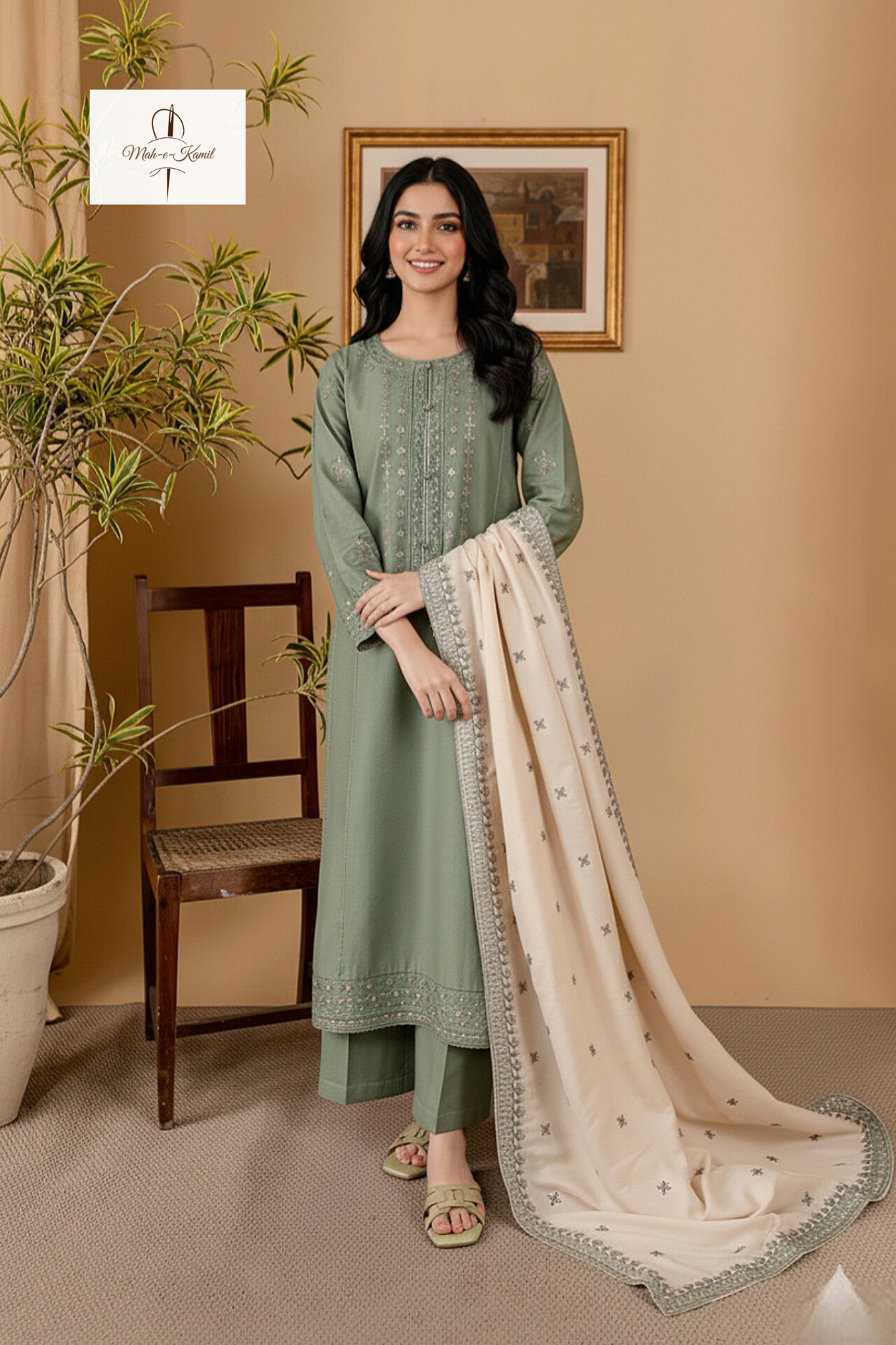 3 Piece - Unstitched Fully Embroidered Lawn Fabric RP-600