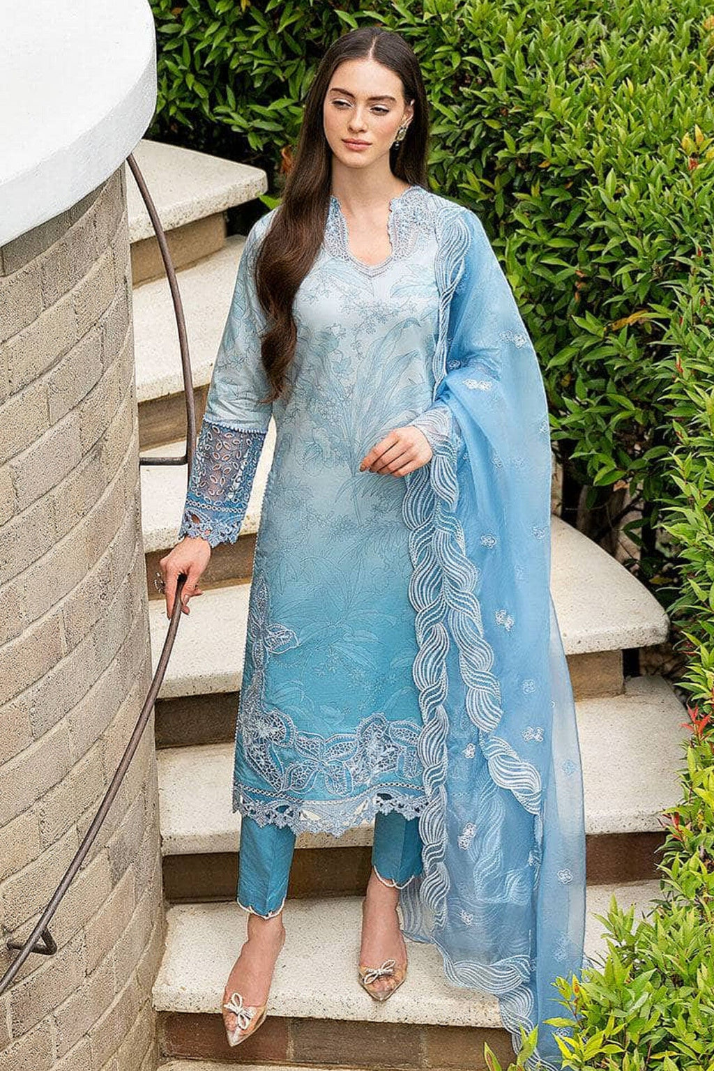 3 Piece - Unstitched Fully Embroided Lawn Fabric MB-510