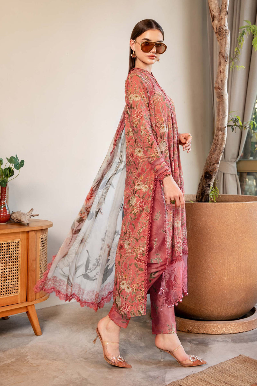 3 Piece - Unstitched Digital Printed Lawn Fabric MB-470