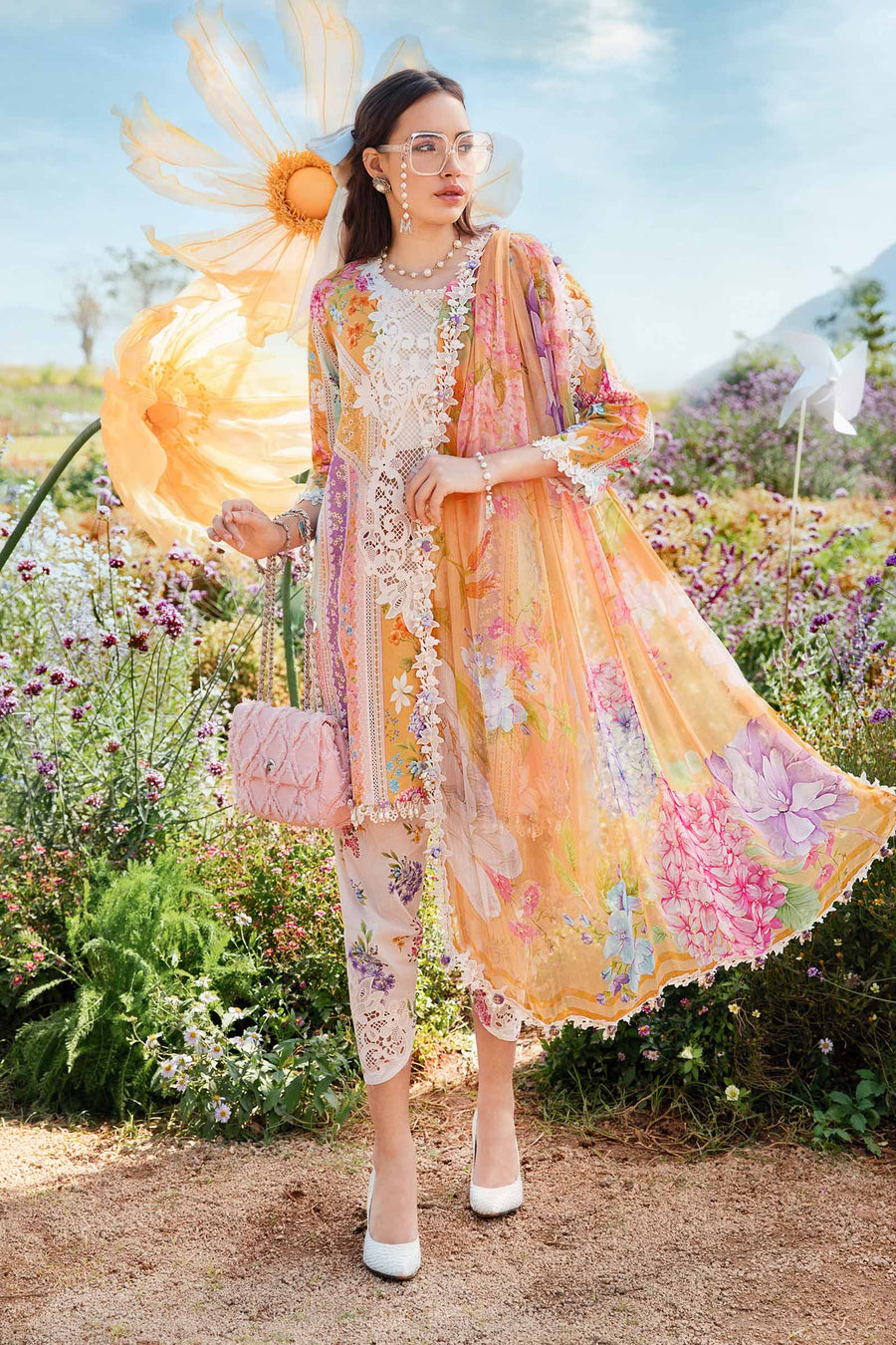 3 Piece - Unstitched Digital Printed Lawn Fabric MB-464