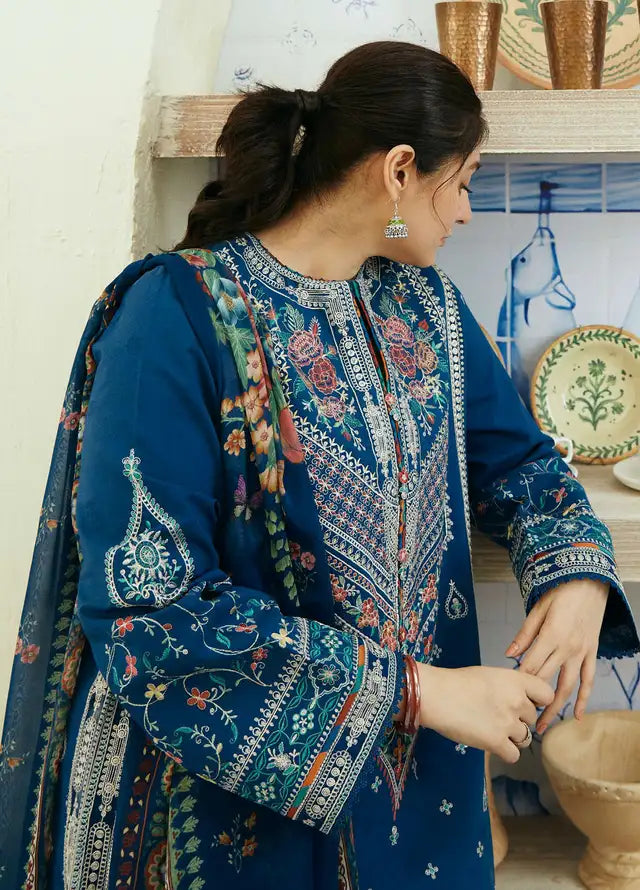 3 Piece - Unstitched Fully Embroided Lawn Fabric ZS -50