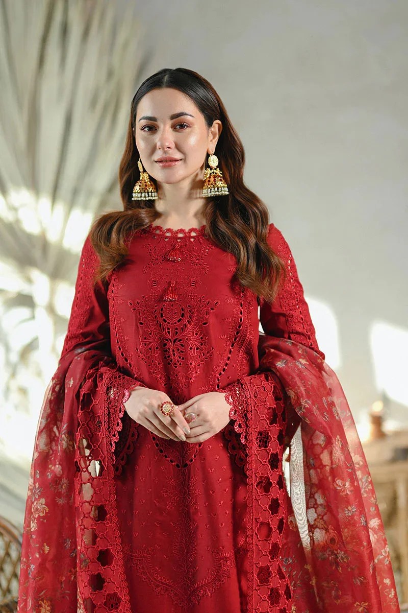3 Piece - Unstitched Fully Embroidered Lawn Fabric MB-2505
