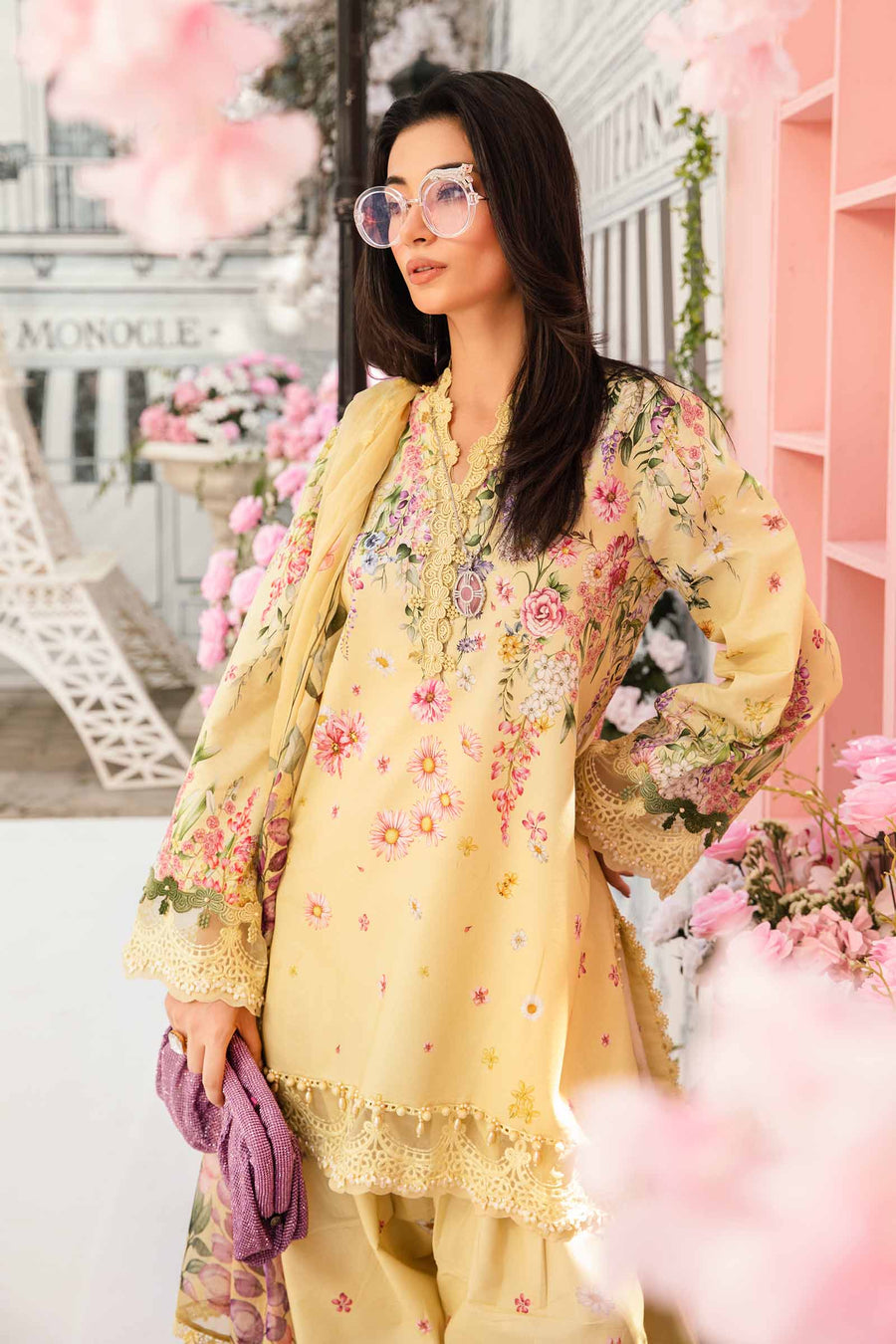 3 Piece - Unstitched Digital Printed Lawn Fabric MB-512 A