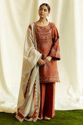 3 Piece - Unstitched Embroidered Lawn Fabric ZS-100