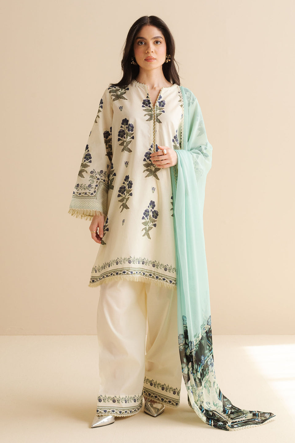 3 Piece - Unstitched Digital Printed Lawn Fabric CO-492