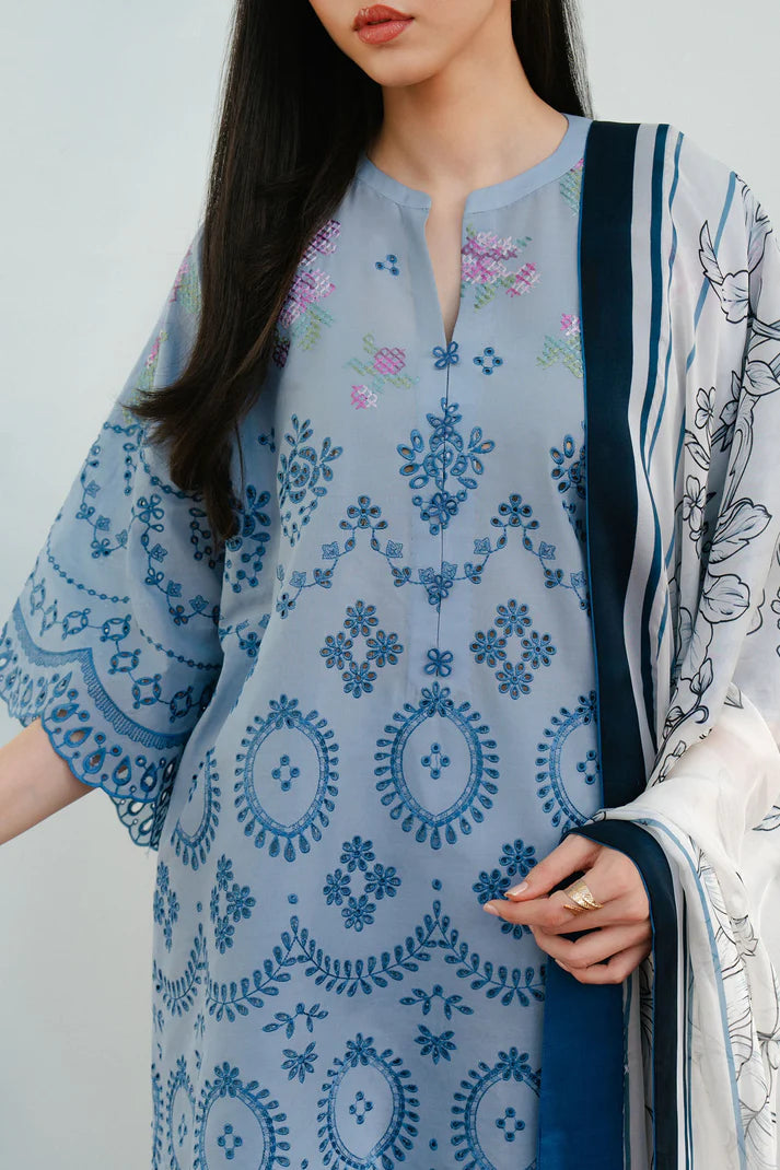 3 Piece - Unstitched Embroidered Lawn Fabric CO 2610