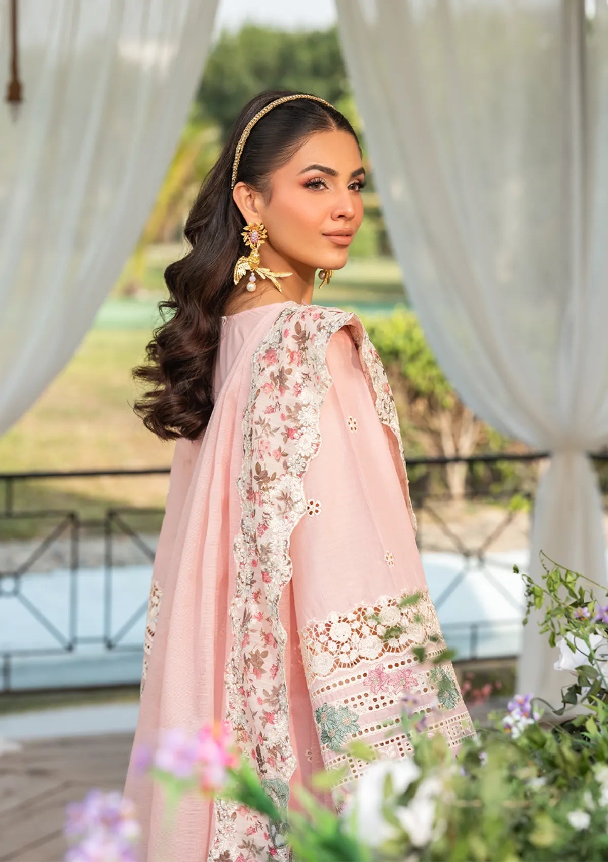 3 Piece - Unstitched Fully Embroidered Lawn Fabric EL-2710