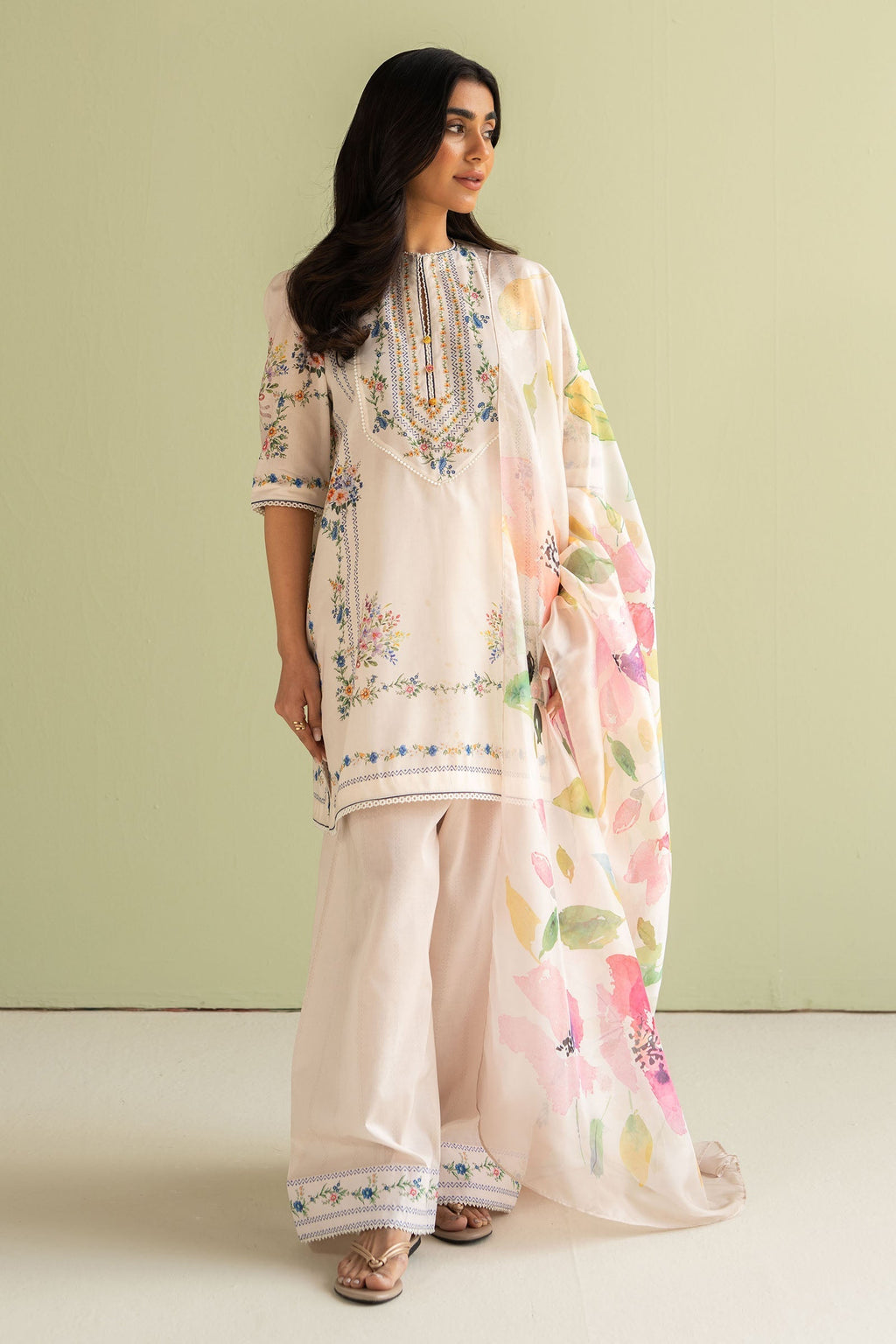 3 Piece - Unstitched Digital Printed Lawn Fabric BQ-423