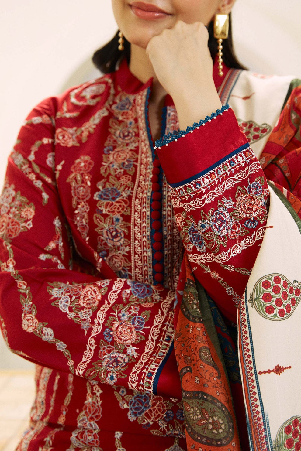 3 Piece - Unstitched Fully Embroided Lawn Fabric ZS-55