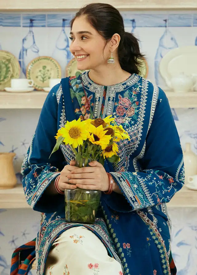 3 Piece - Unstitched Fully Embroided Lawn Fabric ZS -50