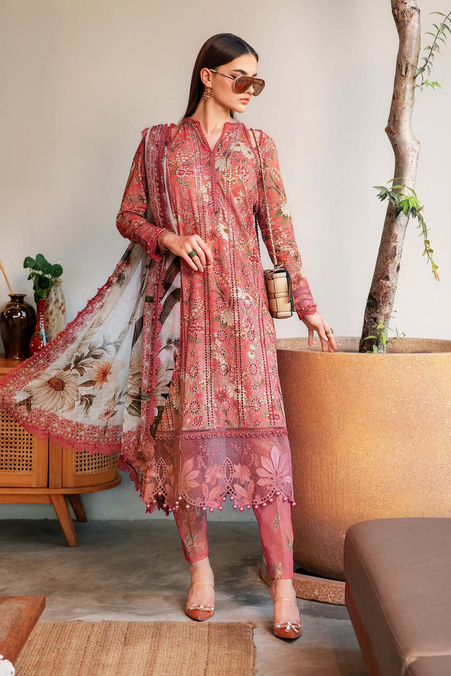 3 Piece - Unstitched Digital Printed Lawn Fabric MB-470