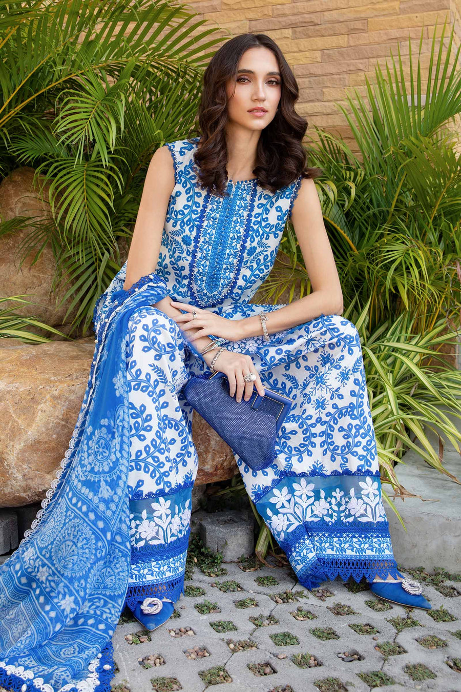 3 Piece - Unstitched Digital Printed Lawn Fabric MB-462