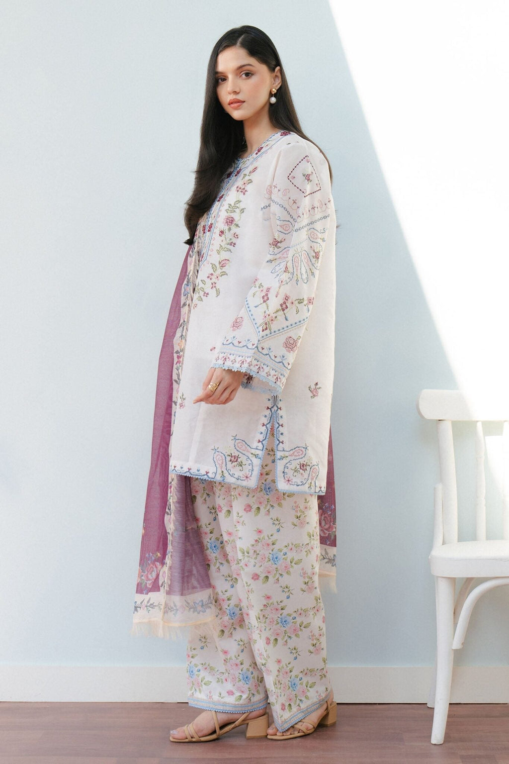 3 Piece - Unstitched Digital Printed Lawn Fabric BQ-422
