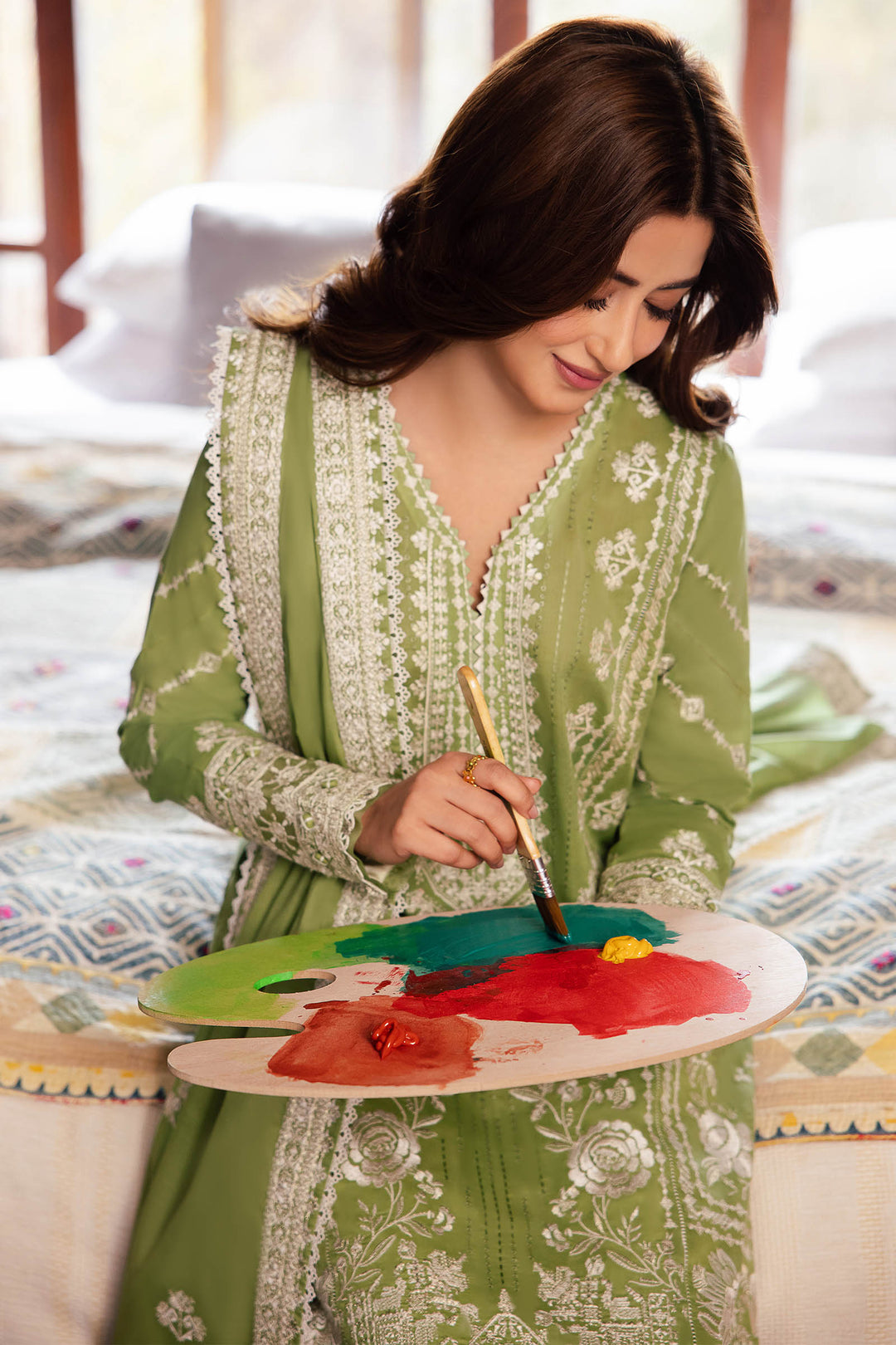 3 Piece - Unstitched Embroidered Lawn Fabric With Embroidered Lawn Dupatta ZL-2525